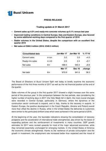 Vorschaubild Buzzi Unicem
 Quartalsbericht 2017-q1