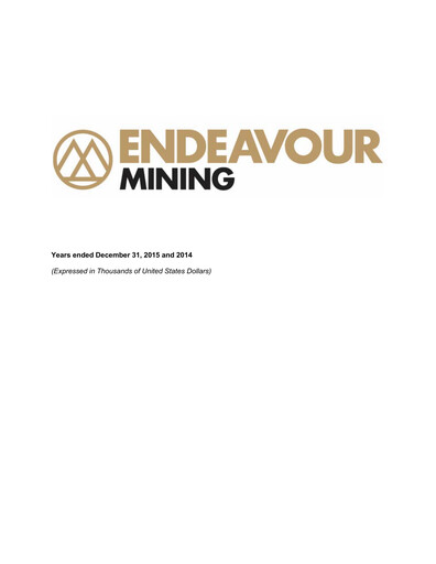 Thumbnail Endeavour Mining Financial Statement 2015