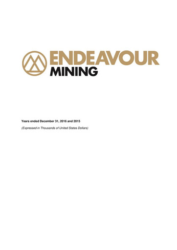 Thumbnail Endeavour Mining Financial Statement 2016