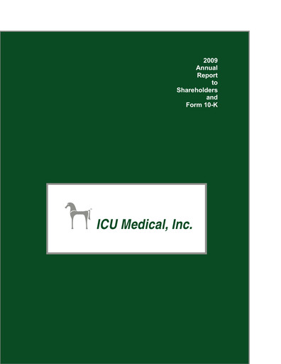 Thumbnail ICU Medical
 Annual Report 2009