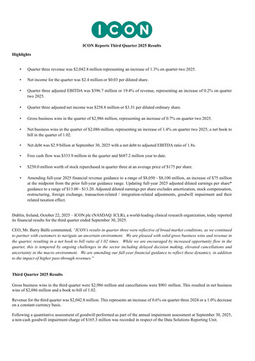 Thumbnail ICON plc Quarterly Report 2025-q3