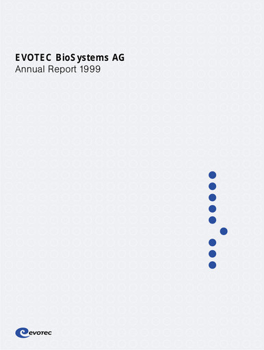 Thumbnail Evotec Annual Report 1999