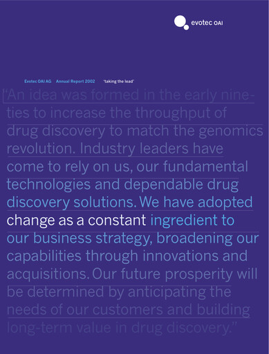 Thumbnail Evotec Annual Report 2002