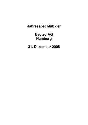 Thumbnail Evotec Financial Statement 2006