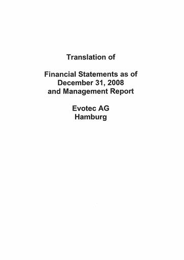 Thumbnail Evotec Financial Statement 2008