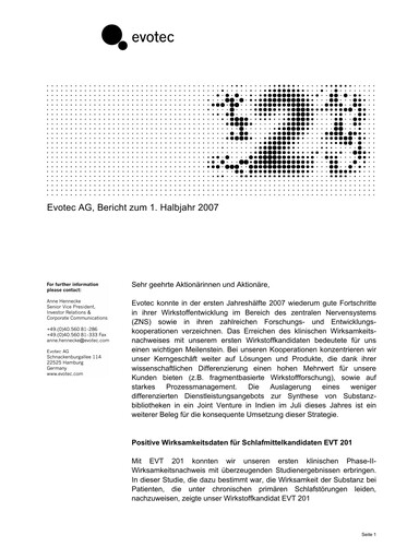 Thumbnail Evotec Half-year Report 2007-h1