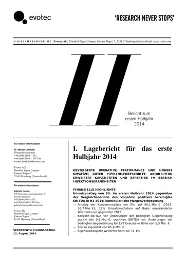 Thumbnail Evotec Half-year Report 2014-h1