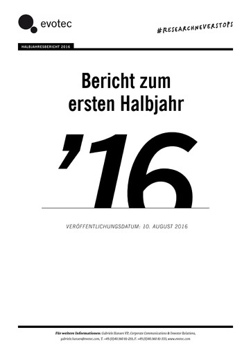 Thumbnail Evotec Half-year Report 2016-h1