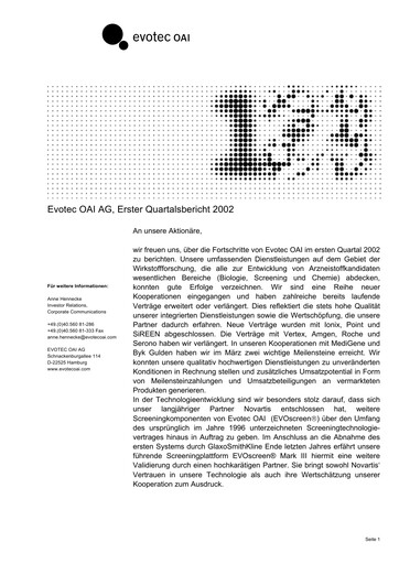 Thumbnail Evotec Quarterly Report 2002-q1
