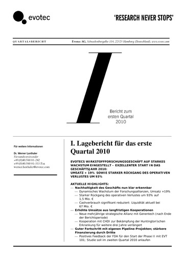 Thumbnail Evotec Quarterly Report 2010-q1
