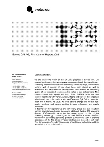 Thumbnail Evotec Quarterly Report 2002-q1
