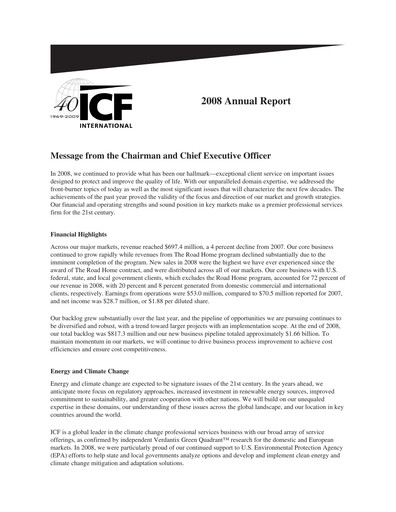 Thumbnail ICF International Annual Report 2008