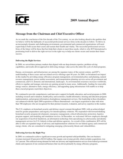 Thumbnail ICF International Annual Report 2009