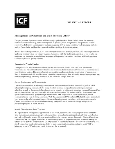 Thumbnail ICF International Annual Report 2010