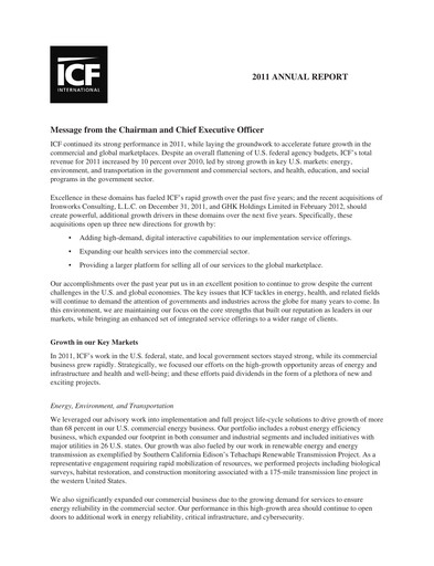 Thumbnail ICF International Annual Report 2011