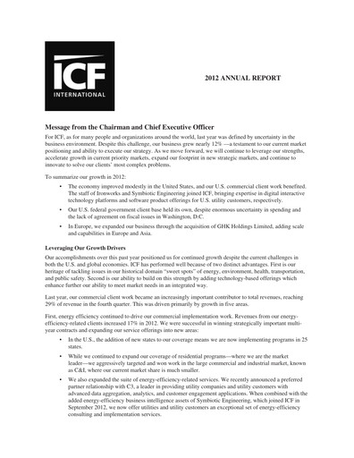 Thumbnail ICF International Annual Report 2012