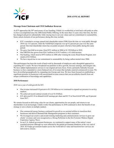 Thumbnail ICF International Annual Report 2018