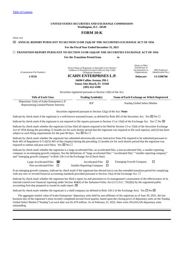 Thumbnail Icahn Enterprises
 Annual Report 2021
