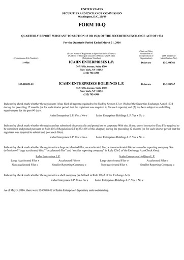 Thumbnail Icahn Enterprises
 Quarterly Report 2016-q1