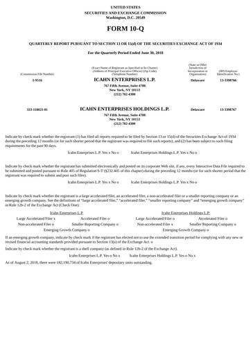 Thumbnail Icahn Enterprises
 Quarterly Report 2018-q2
