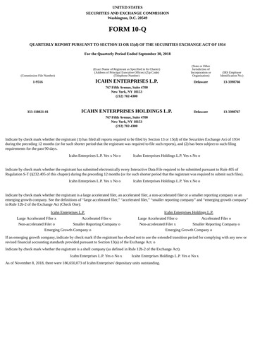 Thumbnail Icahn Enterprises
 Quarterly Report 2018-q3