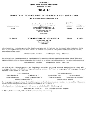 Thumbnail Icahn Enterprises
 Quarterly Report 2019-q1