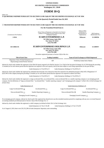 Thumbnail Icahn Enterprises
 Quarterly Report 2019-q2