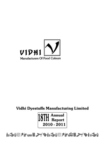 Miniature Vidhi Specialty Food
 Rapport annuel 2010-2011