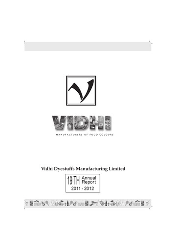 Miniature Vidhi Specialty Food
 Rapport annuel 2011-2012