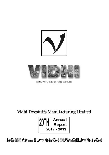 Miniature Vidhi Specialty Food
 Rapport annuel 2012-2013