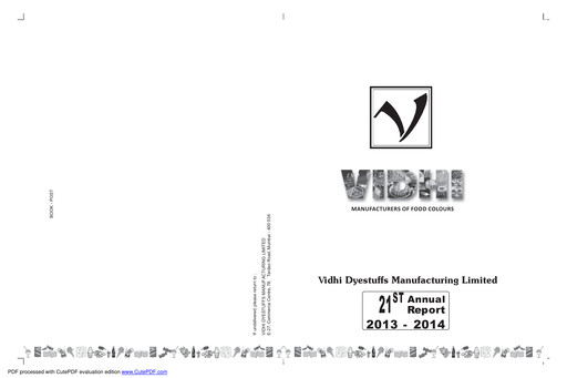 Miniature Vidhi Specialty Food
 Rapport annuel 2013-2014