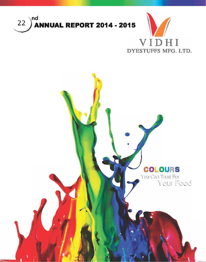 Miniature Vidhi Specialty Food
 Rapport annuel 2014-2015
