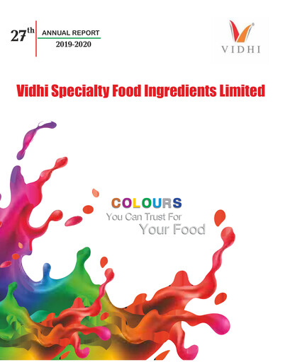 Miniature Vidhi Specialty Food
 Rapport annuel 2019-2020