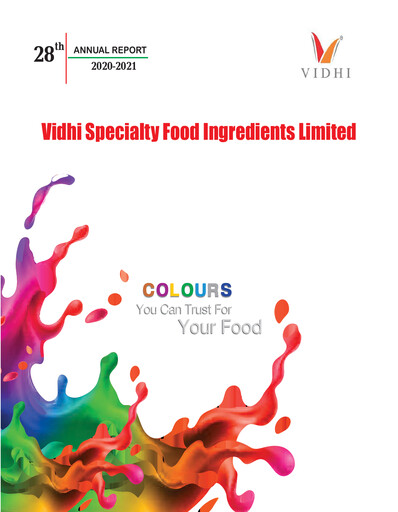 Miniature Vidhi Specialty Food
 Rapport annuel 2020-2021