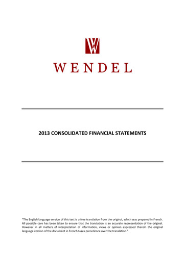 Thumbnail Wendel Financial Statement 2013
