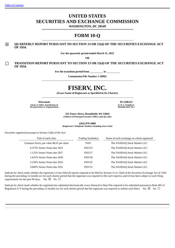 Thumbnail Fiserv Quarterly Report 2022-q1