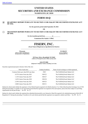 Thumbnail Fiserv Quarterly Report 2022-q3