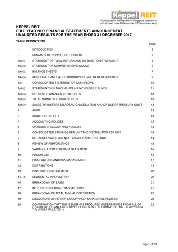 Thumbnail Keppel REIT
 Financial Statement 2017