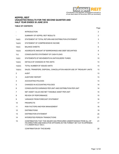 Thumbnail Keppel REIT
 Half-year Report 2016-h1