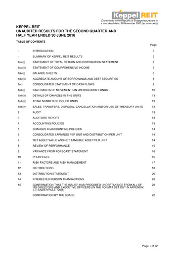 Thumbnail Keppel REIT
 Half-year Report 2018-h1