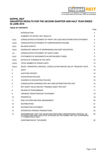 Thumbnail Keppel REIT
 Half-year Report 2019-h1