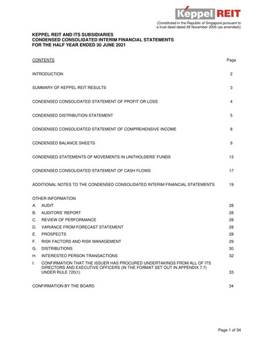 Thumbnail Keppel REIT
 Half-year Report 2021-h1