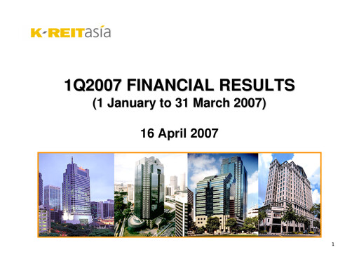 Thumbnail Keppel REIT
 Quarterly Report 2007-q1