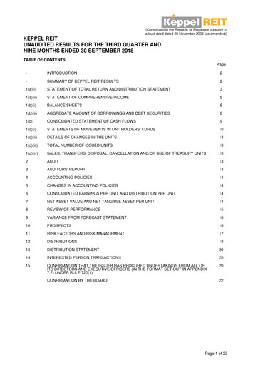 Thumbnail Keppel REIT
 Quarterly Report 2018-q3