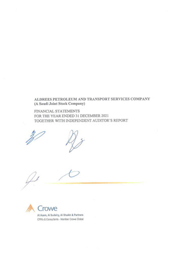 Thumbnail Aldrees Petroleum and Transport Services Financial Statement 2021
