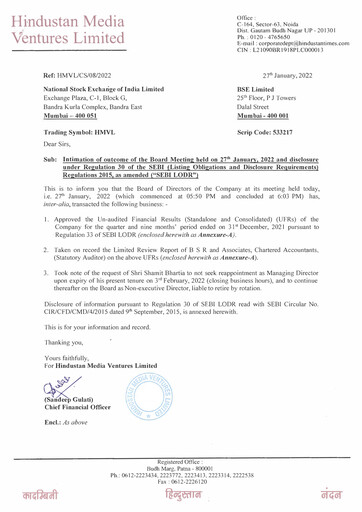 Thumbnail Hindustan Media Ventures Quarterly Report 2022-q3