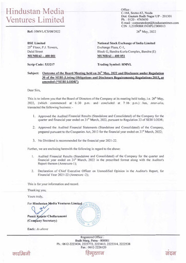 Thumbnail Hindustan Media Ventures Quarterly Report 2022-q4