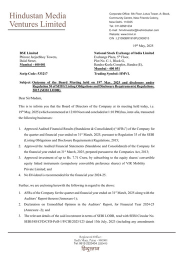 Thumbnail Hindustan Media Ventures Quarterly Report 2025-q4