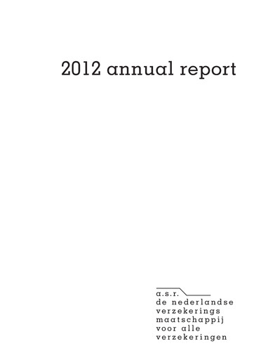 Thumbnail ASR Nederland
 Annual Report 2012