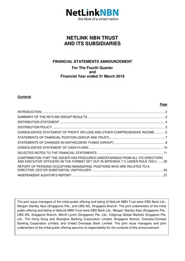 Thumbnail NetLink Trust Financial Report 2019